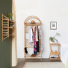 arched freestanding wooden ladder shelving by John Eadon single unit set used as wardrobes