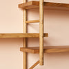 wall hung wooden ladder shelving joint detail