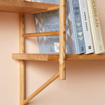wall hung wooden ladder shelving joint detail