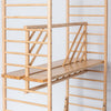 freestanding wooden ladder shelving by John Eadon split shelf option