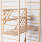 arched freestanding wooden ladder shelving by John Eadon shelving option